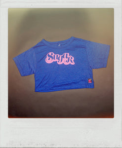 sugar bomb couture womens indigo cropped t shirt